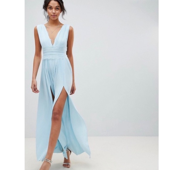 ASOS Dresses & Skirts - ASOS DESIGN Premium Lace Insert pleated maxi dress